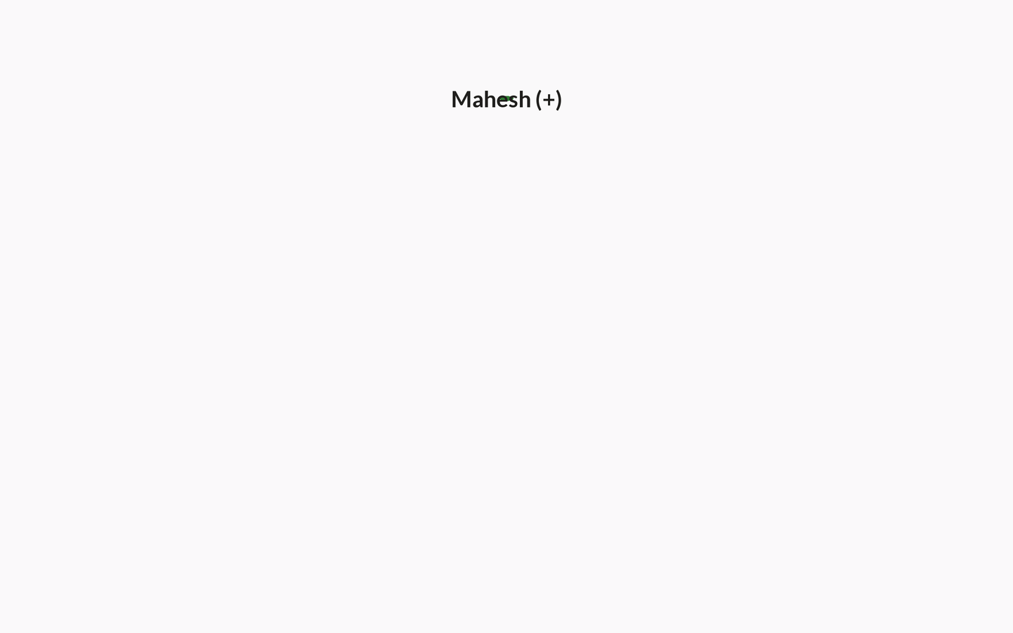 Animation: Mahesh (+) appears at the top of the tree, a green parent line drops one generation to Ramesh (+), a gold double equals line joins Ramesh to Sunita (-) on the same generation, then parent lines drop from the couple to Arjun (+) and Priya (-) and a gold sibling line joins the two children.